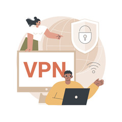 Poster - vpn access abstract concept vector illustration. virtual private network access, remote proxy server