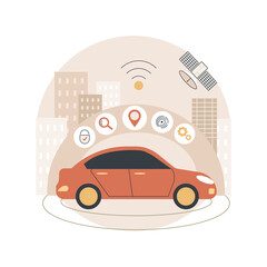 Poster - Autonomous car abstract concept vector illustration. Self-driving car, driverless robotic vehicle, sensor based technology, autonomous vehicle, self-operated, test-drive abstract metaphor.