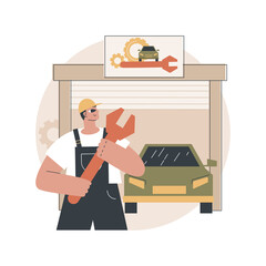 Fototapete - car service abstract concept vector illustration. car repair shop, vehicle detailing and maintenance