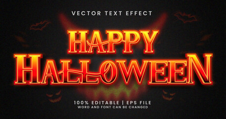 Wall Mural - Happy halloween text, horror editable text effect template