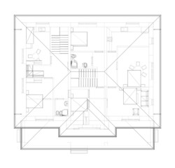 Wall Mural - Residential building technical drawing. Vector