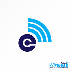 Poster - Letter E or EC san serif font and wifi signal image graphic icon logo design abstract concept vector stock. Can be used as a symbol related to initial or tech