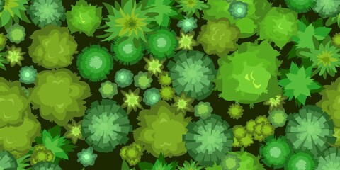 Wall Mural - dark forest. top view of the landscape from a height. green summer scenery with trees. seamless illu