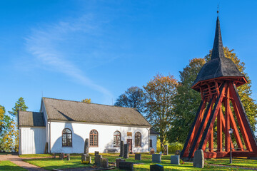 Wall Mural - Cemetery by a church and a bell tower