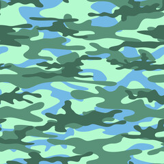 Marine camouflage. Military pattern. Stretched print for clothing.