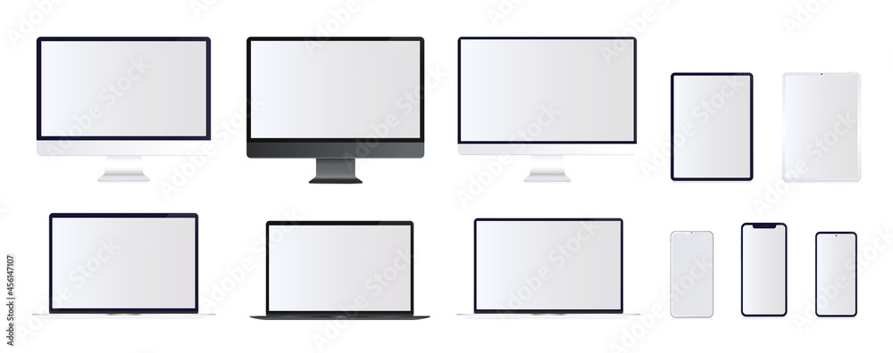 Unbranded Computer Desktop Vector device collection - Set of unbranded computers, laptops, tablets ...