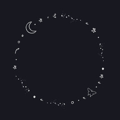 Wall Mural - galaxy decorated minimal line art frame vector