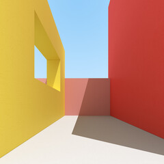 Aufkleber - 3D illustration of abstract architecture background, Minimal architectural poster.