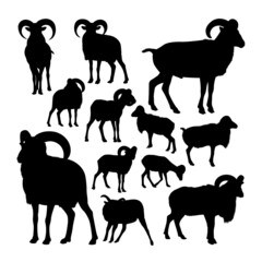 big european moufflon animal silhouettes. good use for symbol, logo, web icon, mascot, sign, or any 