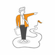 © maslakhatul - businessman show goals direction illustration with hand drawn sketch doodle style