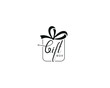 Letter gift initial handwriting vector logo design, gift box logo design, gift box vector logo design