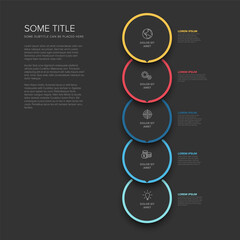 Poster - Minimalistic dark five steps elements template with circles
