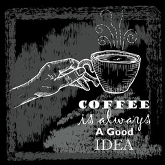 coffee is always, a good idea, quotes doodle