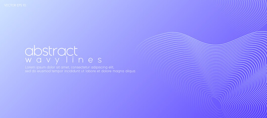 Poster - Minimal soft purple background with wavy lines for banner design template. Vector