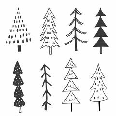  Set of Christmas tree with black and white colored