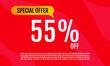 © Sino Images Studio - 55 Percent Off, Discount Sign Banner or Poster. Special offer price signs