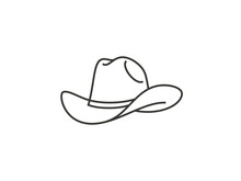 Cowboy Hat Line Icon Isolated On White. Hat Icon Vector Illustration
