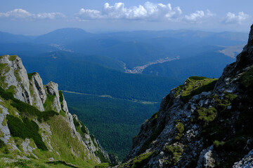 Sticker - Amazing landscape seen from Caraiman Peak  in Bucegi mountains, Carpathians, Prahova, Romania