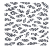 Black White Hand Draw Feather Pattern