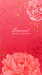 Gentle pink peony flowers portrait banner