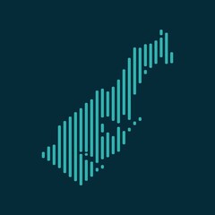 Wall Mural - Vector abstract map of Monaco with blue straight rounded lines isolated on a indigo background.