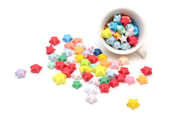 Wall Mural - Origami lucky stars on white