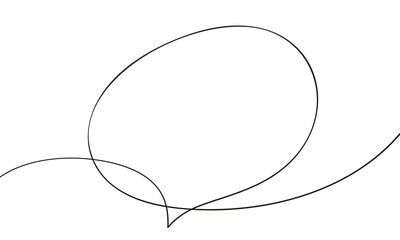 Wall Mural - Speech bubble organic shape continuous one line drawing, Single line art drawing simple blank comic text box, Vector illustration