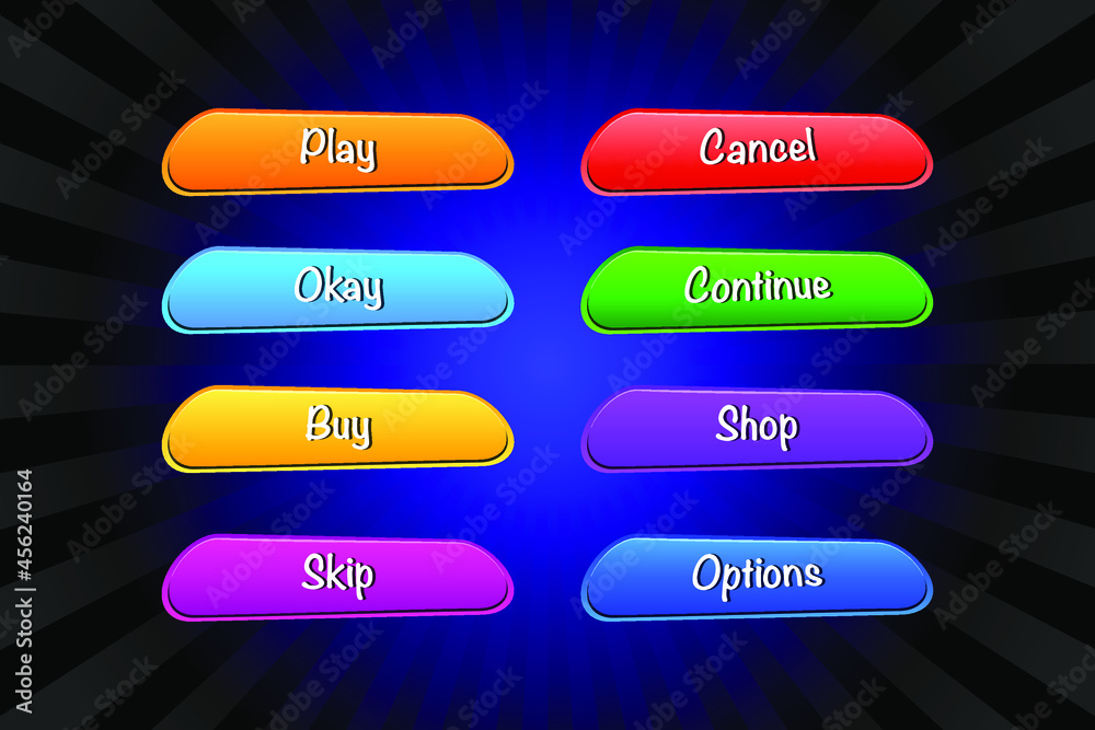 Big set buttons for games and app. Glass game UI kit. Game ui set of ...