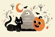 flat design vector illustration halloween background