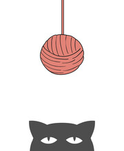 Cat And Yarn Ball