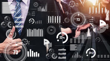 Poster - conceptual business dashboard for financial data analysis . 3d render computer graphic .