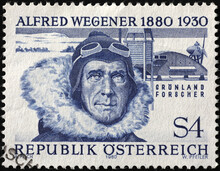 Alfred Wegener Portrait On Austrian Postage Stamp