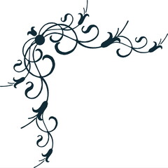 Poster - decorative flower corner and frame element

