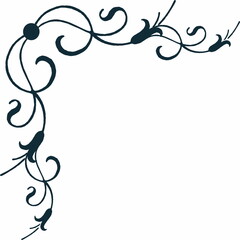 Poster - decorative flower corner and frame element
