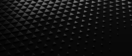 Wall Mural - Black 3D background. Abstract triangles geometric.