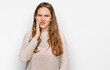 © Krakenimages.com - Young blonde woman wearing casual clothes touching mouth with hand with painful expression because of toothache or dental illness on teeth. dentist