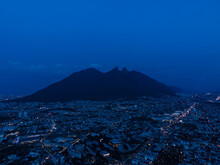 Saddle Hill In The City Of Monterrey At Night