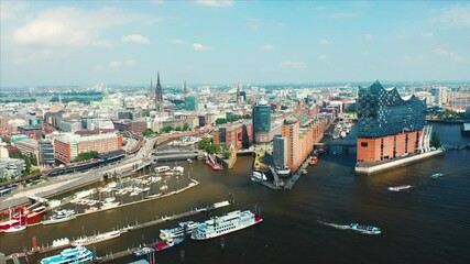 Sticker - Hamburg Harbor aerial footage