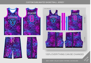 abstract color bear basketball jersey template