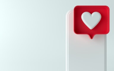 Aufkleber - 3d illustration of phone with like notification icon on top and side