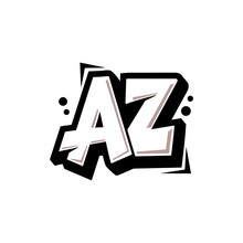 Simple Initial Logo Lettering Cartoon Grafity Black And White AZ