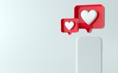 Aufkleber - 3d illustration of phone with like notification icon on top and side