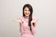 © Chanakon - Young beautiful asian teenager girl in pink shirt standing and smile on isolated white background.