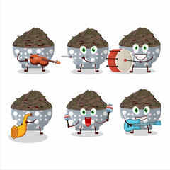 Sticker - Cartoon character of dark wild rice playing some musical instruments