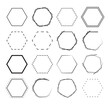 Set of hexagon border background. geometric frames decoration elements design.