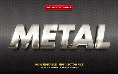 Wall Mural - Steel metal 3d editable text silver metal modern 3d Editable text effecteffect