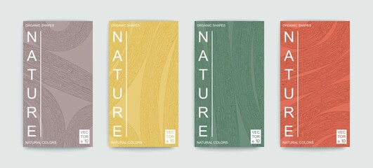 set of covers with pattern of organic lines and shapes. natural texture of vegetative lines. minimal