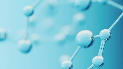 Chemical molecule with blue background, 3d rendering.