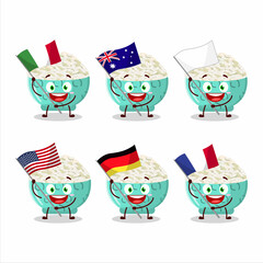 Sticker - Risotto rice cartoon character bring the flags of various countries