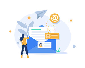 Poster - email and messaging,email marketing campaign,working process, new email message,flat design icon vec